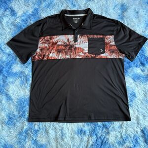 Reel Legends Black Palm Tree Polo Shirt Men’s XXL Reel-Tec Performance